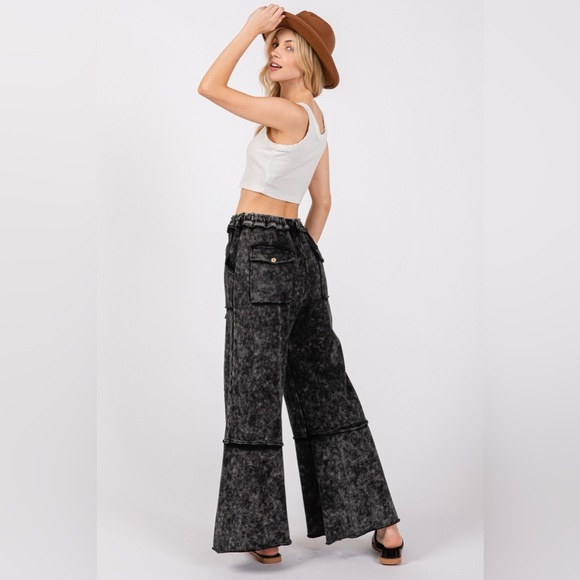 SAGE + FIG Mineral Washed Terry Wide Leg Pants - Picture 2 of 5